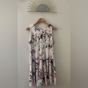Floral Sleeveless Dress - Pink and Black